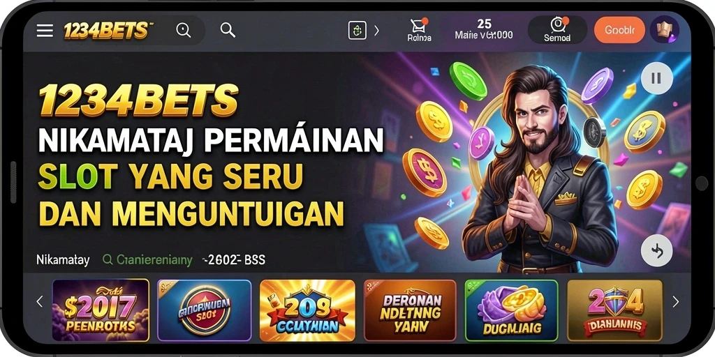 Tampilan gameplay seru di 1234BETS dengan berbagai tema slot.
