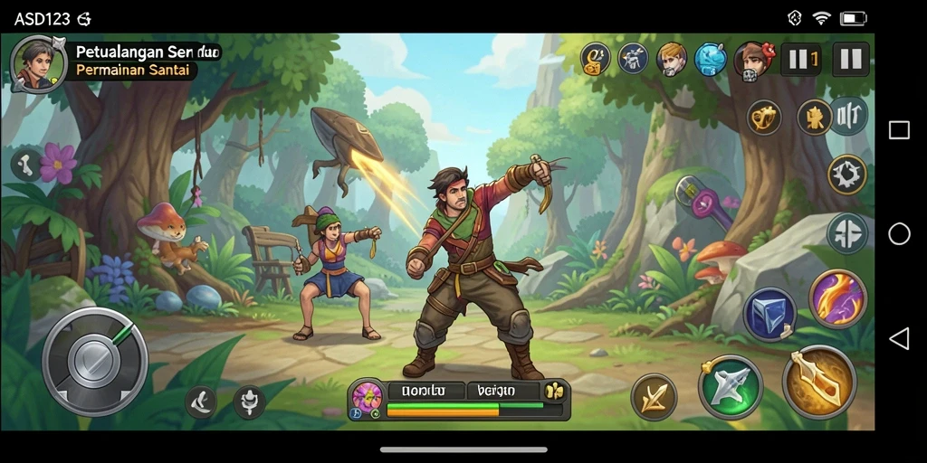 Screenshot gameplay ASD123 dengan karakter lucu dan tantangan menarik.