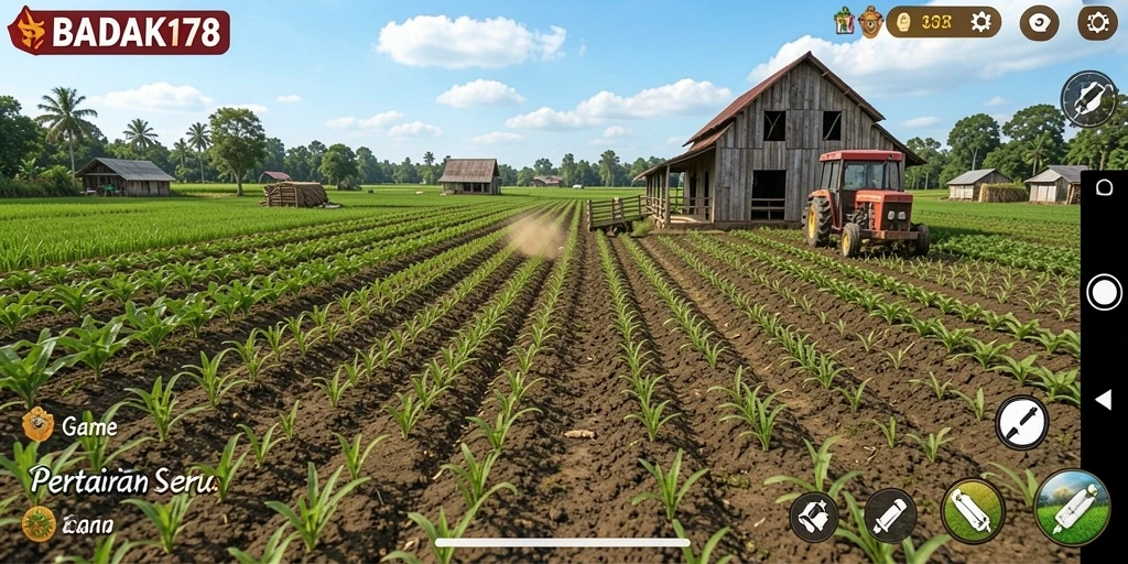 Tampilan menarik dari gameplay bertani di BADAK178.