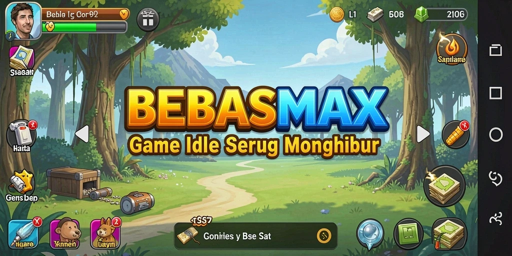 Tampilan gameplay BEBASMAX dengan grafik yang memukau dan sistem Idle.