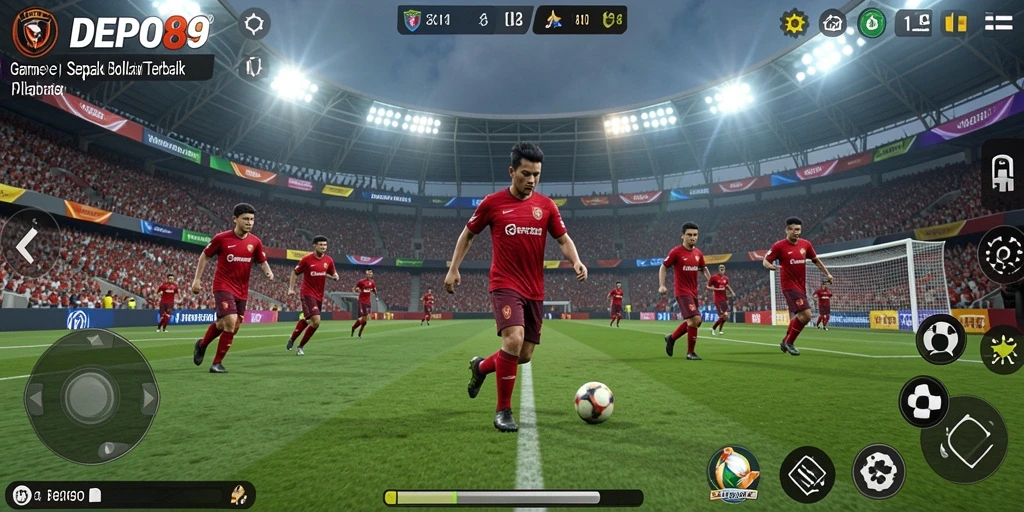 Tampilan gameplay DEPO89 yang menegangkan saat pertandingan sepak bola.