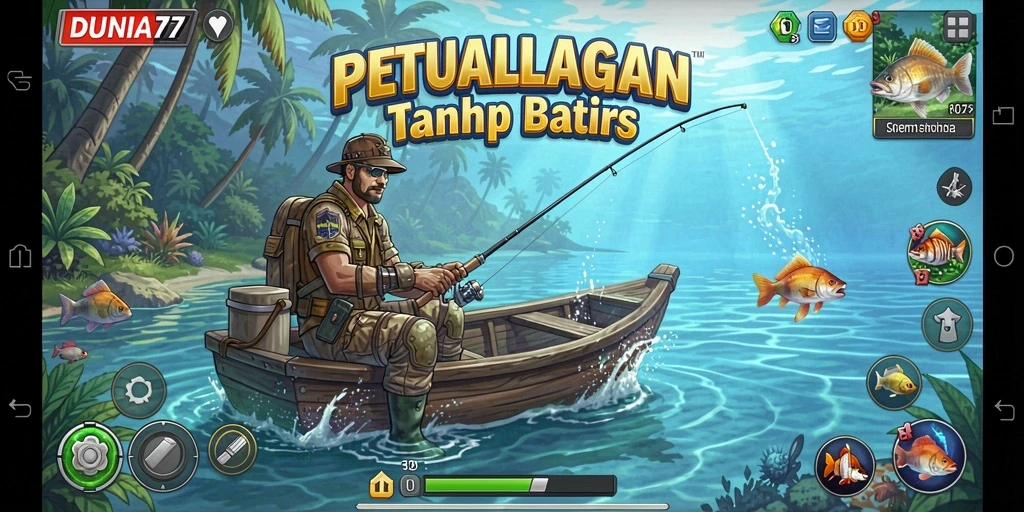 Gameplay DUNIA77 yang menampilkan aksi memancing yang seru.