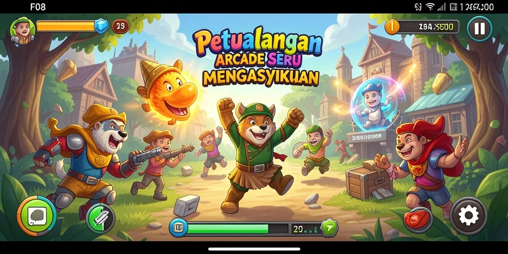 Screenshot F08 menampilkan aksi seru dalam gameplay arcade.