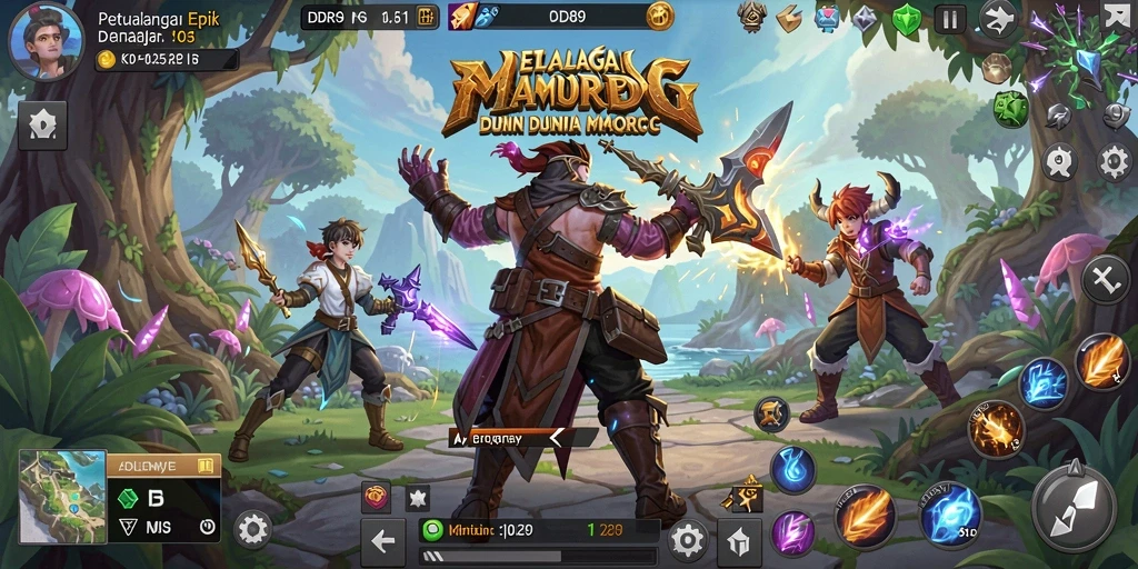 Tampilan menakjubkan dari permainan MMORPG IDR89 dengan aksi pertarungan dinamis.