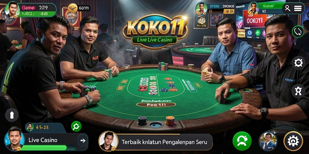 Tampilan gameplay KOKO11 yang mendebarkan dengan dealer langsung.