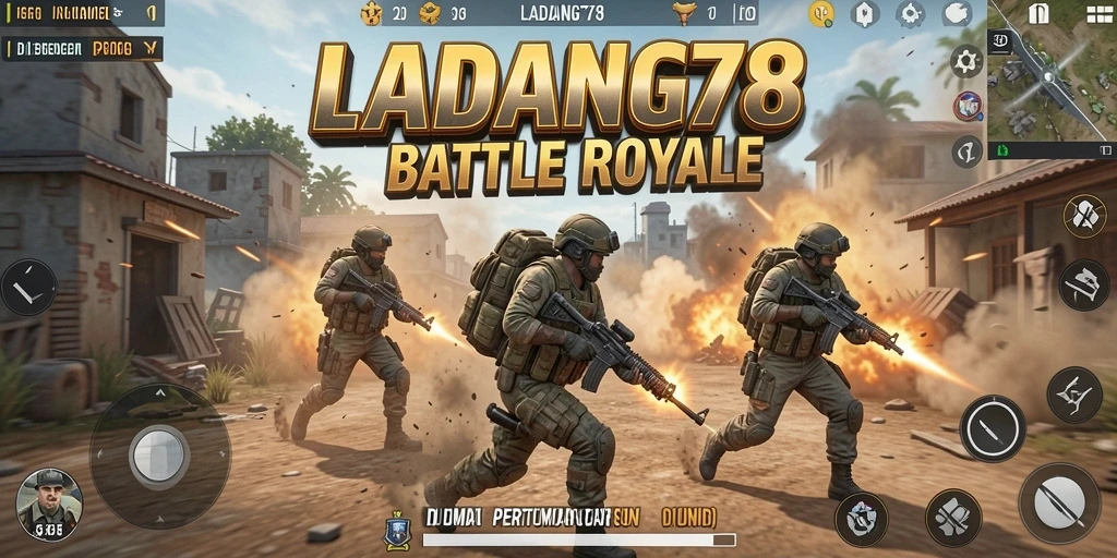 Tangkapan layar gameplay seru LADANG78 dalam pertempuran Battle Royale.