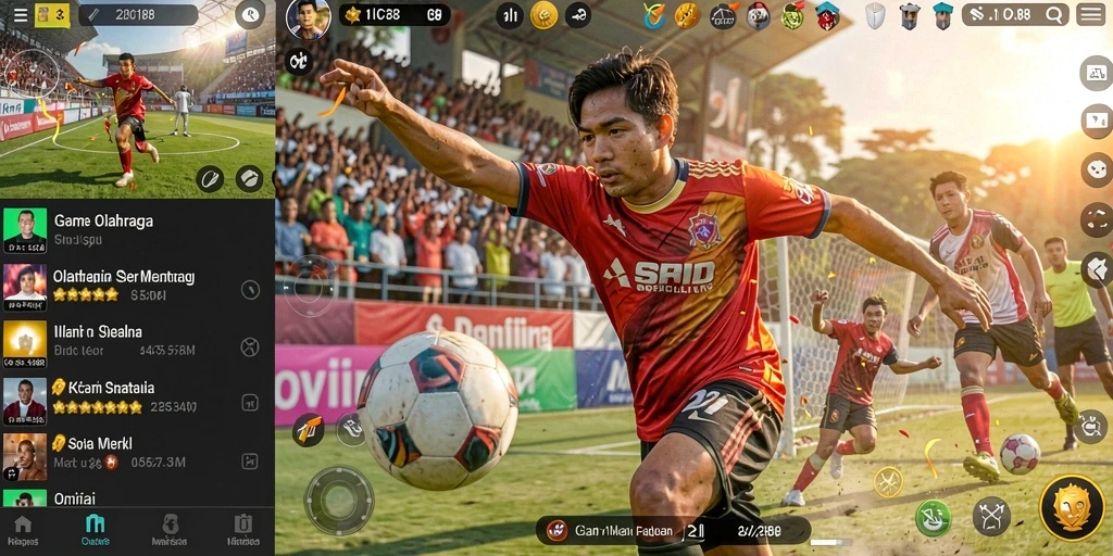 Screenshot utama MDG188 menampilkan aksi mendebarkan dalam permainan olahraga.