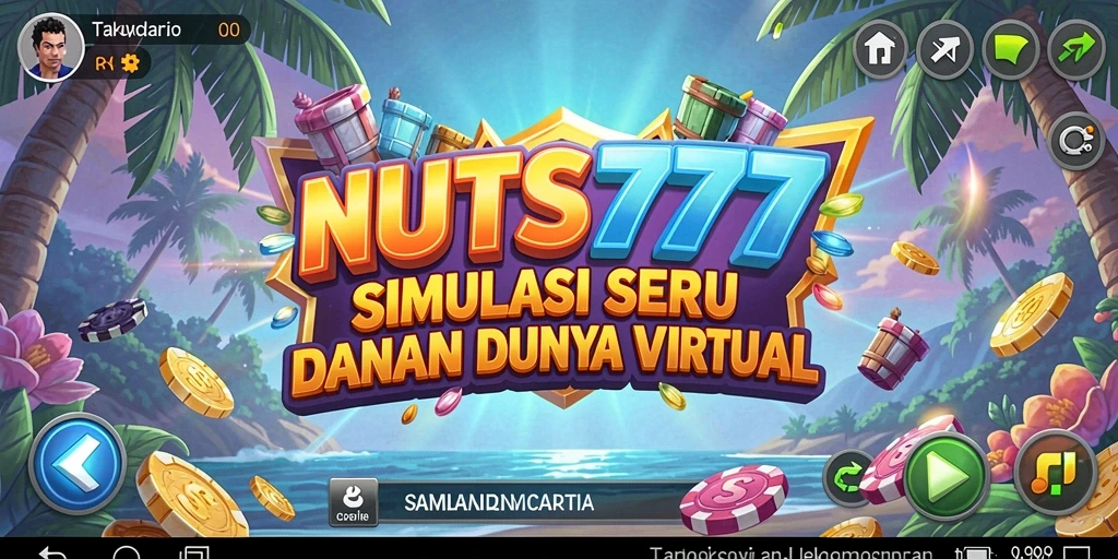 Screenshot gameplay NUTS777 menampilkan desain dunia yang kreatif dan interaktif.