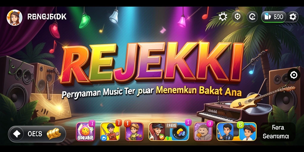 Tampilan gameplay menarik dalam REJEKI yang menunjukkan berbagai tantangan musik.
