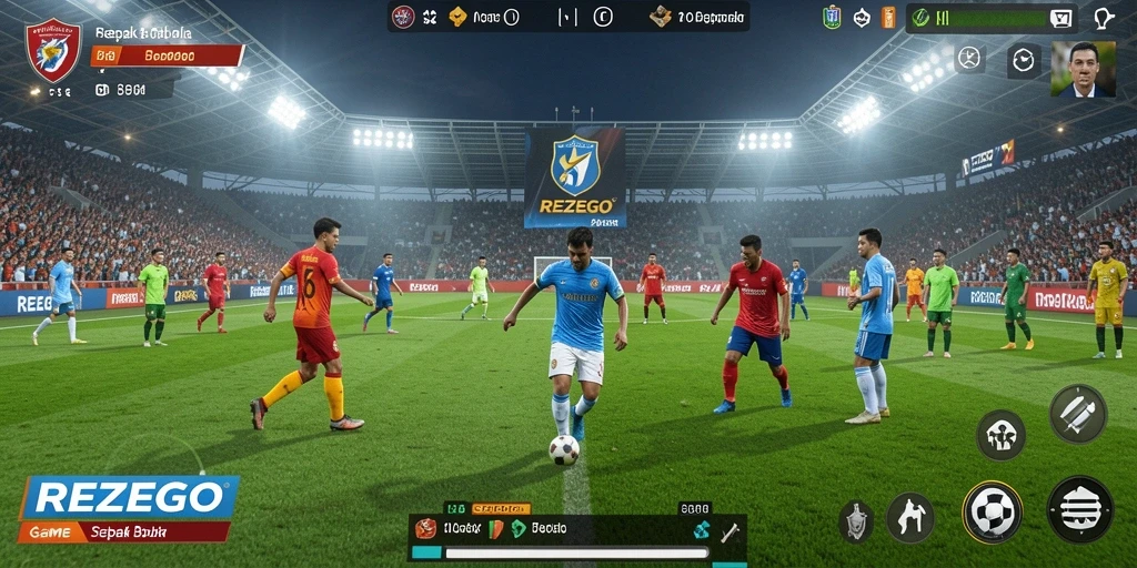 Screenshot gameplay REZEGO menampilkan pertandingan sengit dengan visual yang menakjubkan.