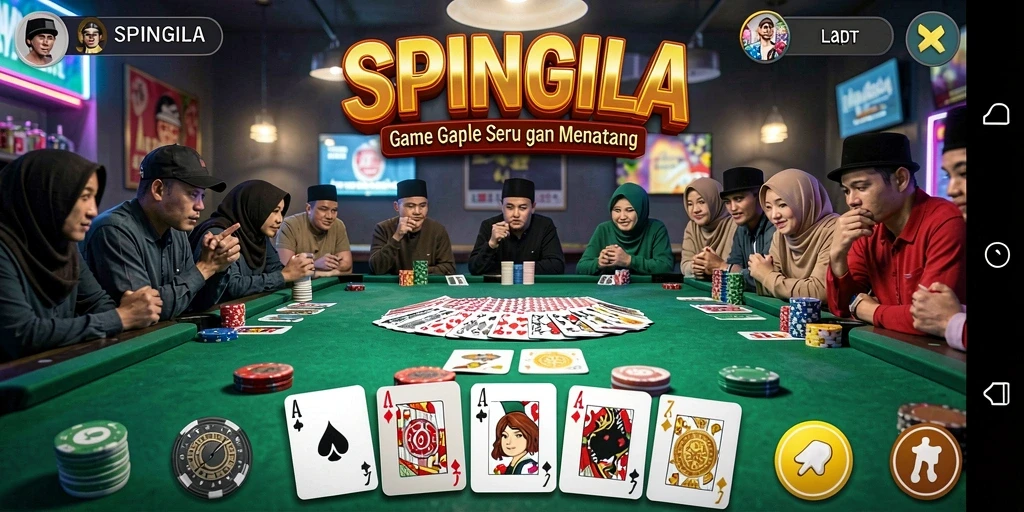 Screenshot gameplay SPINGILA menampilkan momen seru permainan Gaple.