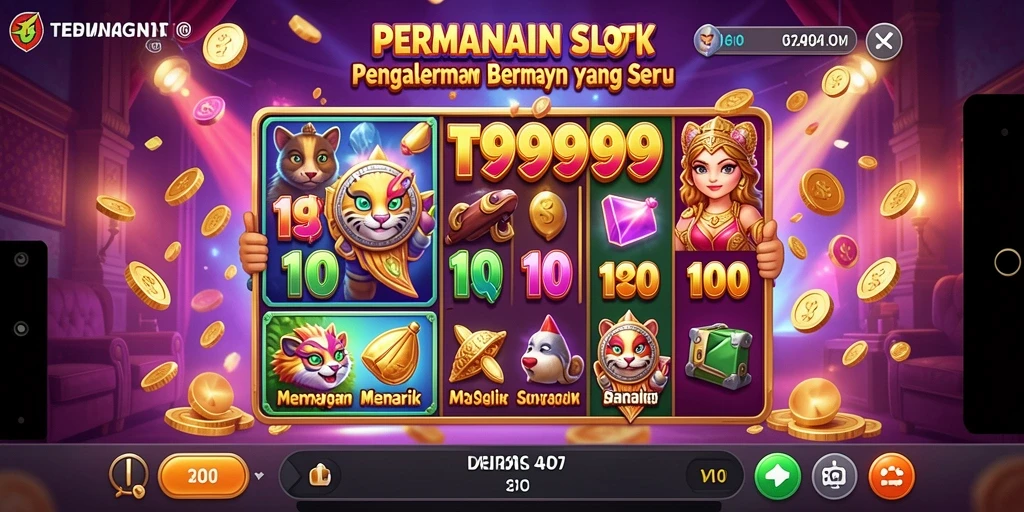 Screenshot T9999 menampilkan permainan slot yang penuh warna dan menarik.