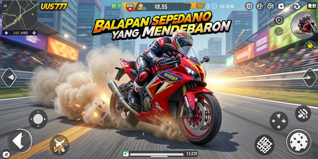 Gameplay balapan sepeda motor yang mendebarkan di UUS777.