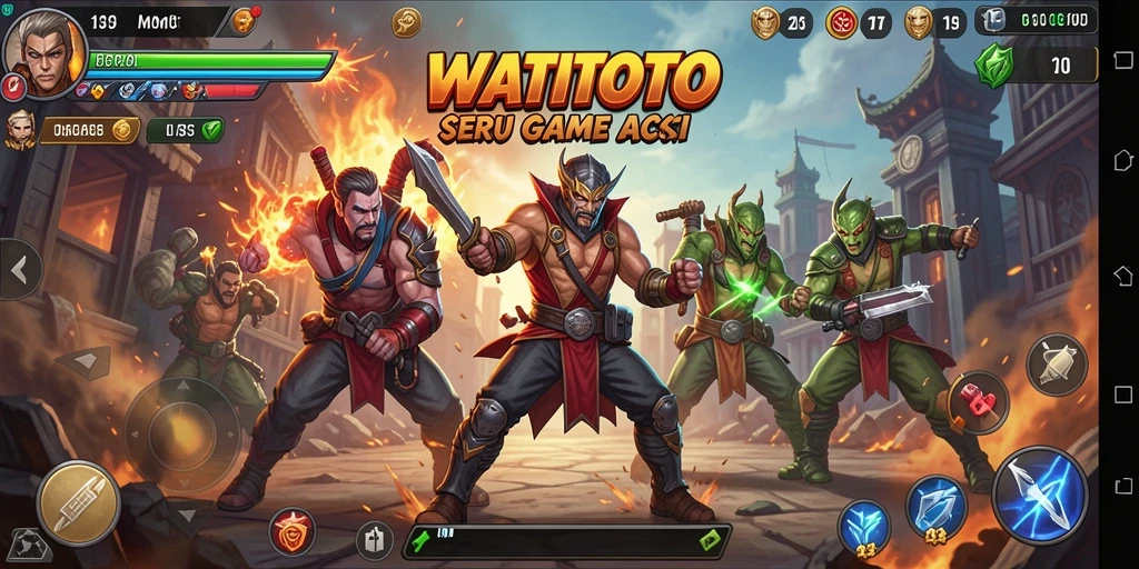 Tangkapan layar menunjukkan pertarungan seru dalam WATITOTO.